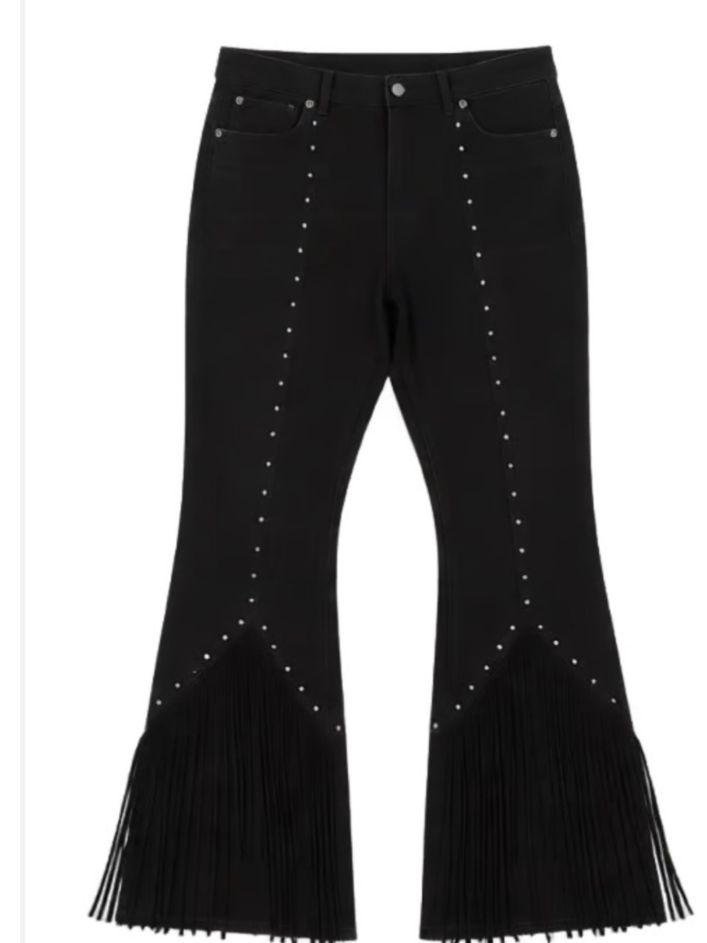 Cato Black Fringe Flare Jeans with Silver Studs